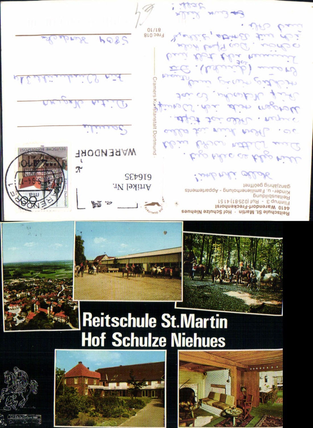 616435,Mehrbild Ak Warendorf Freckenhorst Reitschule St Martin Hof Schulze Niehues