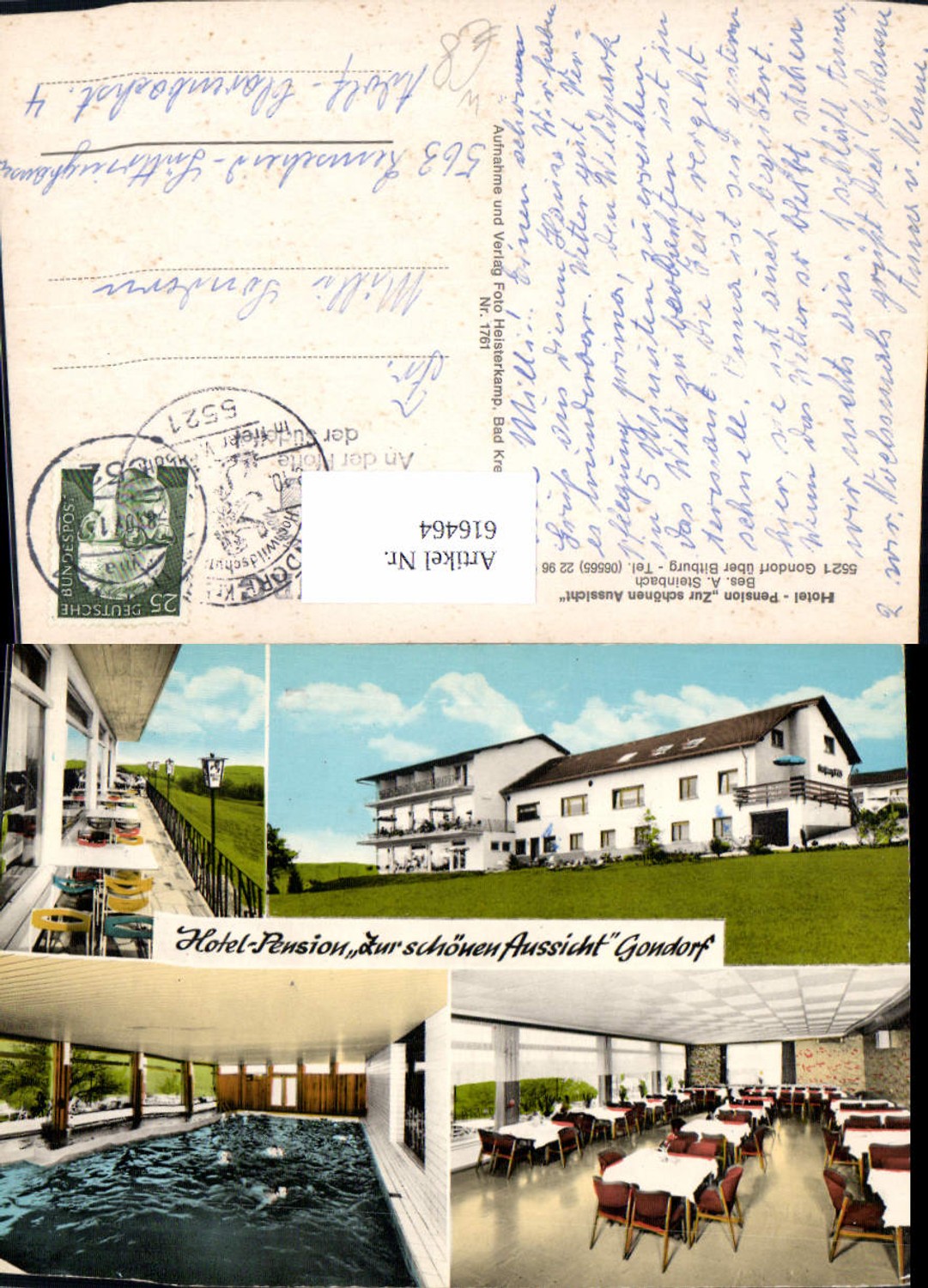 616464,Mehrbild Ak Gondorf über Bitburg Hotel Pension Zur schönen Aussicht Hallenbad