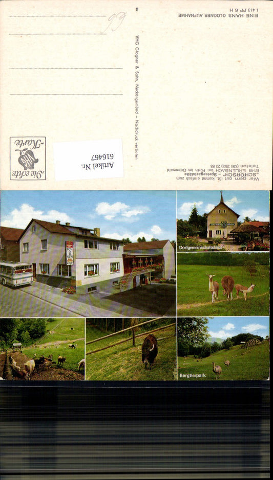 616467,Mehrbild Ak Erlenbach b. Fürth Odenwald Schorsch Gaststätte Bergtierpark Tiere Ziegen