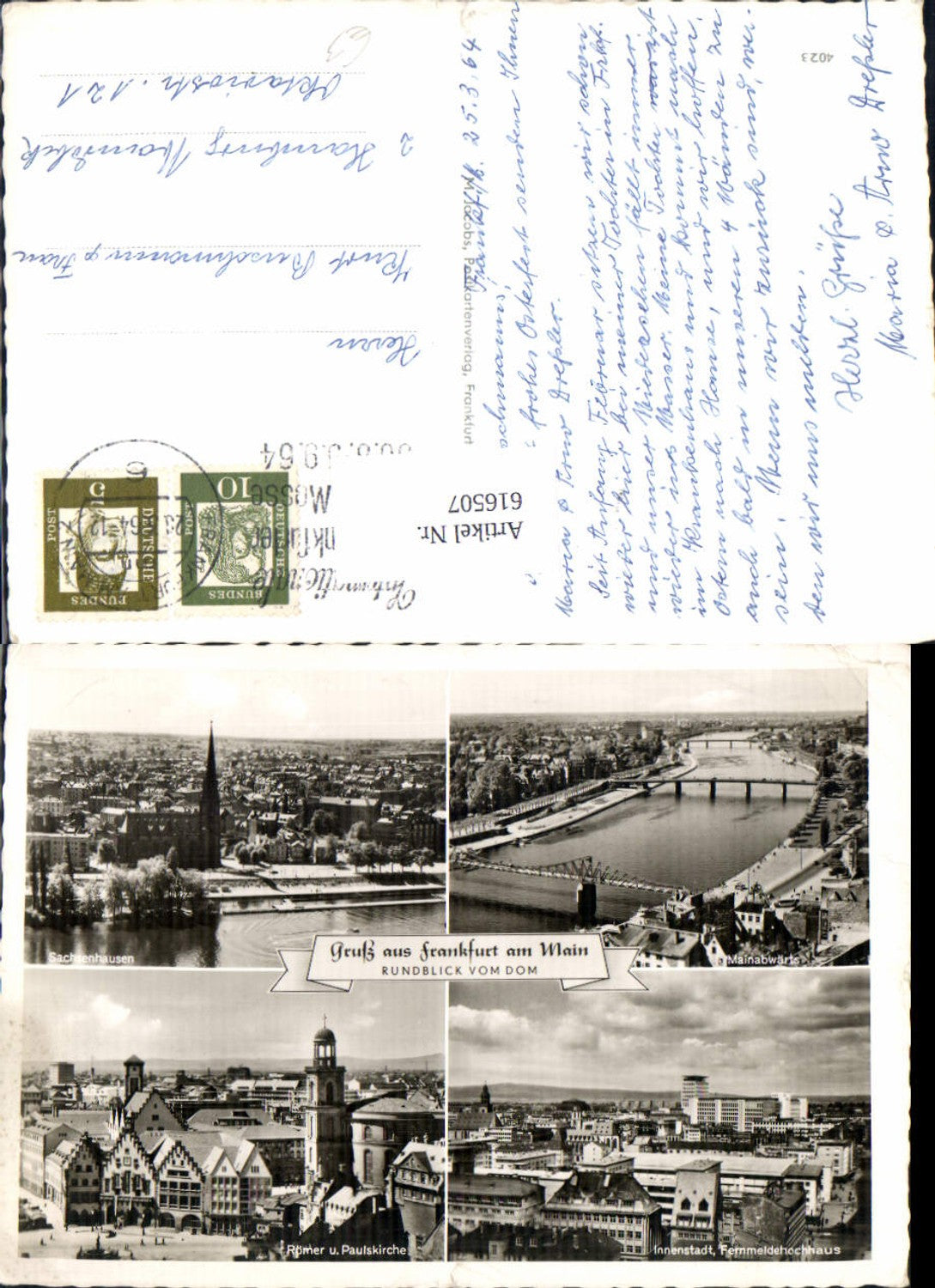 616507,Mehrbild Ak Frankfurt a. Main Rundblick v. Dom Sachsenhausen Paulskirche