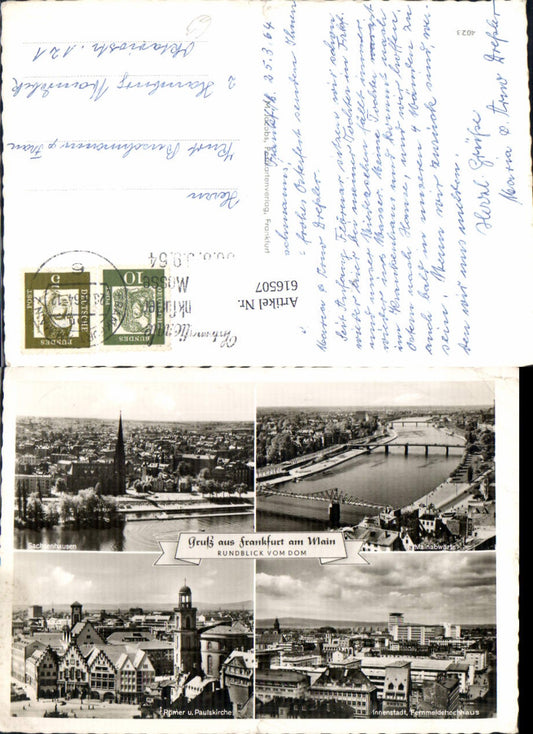 616507,Mehrbild Ak Frankfurt a. Main Rundblick v. Dom Sachsenhausen Paulskirche