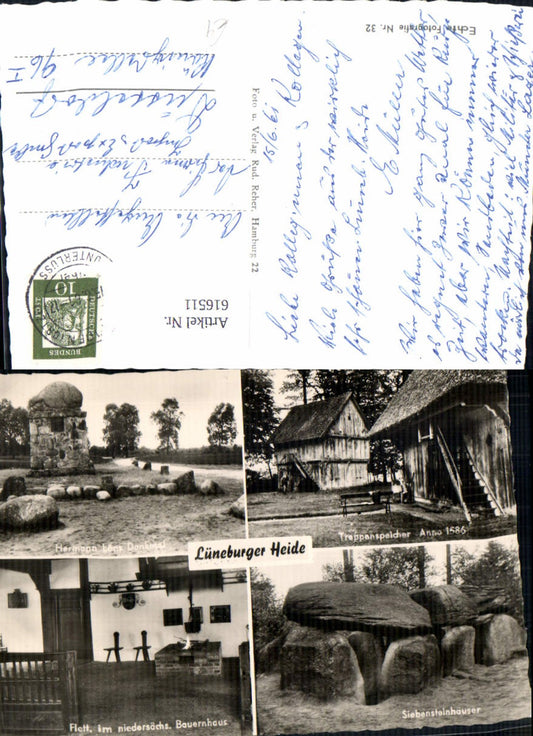 616511,Mehrbild Ak Faßberg Lüneburger Heide Hermann Löns Denkmal Siebensteinhäuser