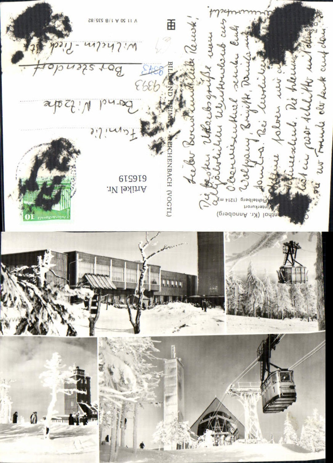 616519,Mehrbild Ak Oberwiesenthal Fichtelberg Wintersport Seilbahn Gondel