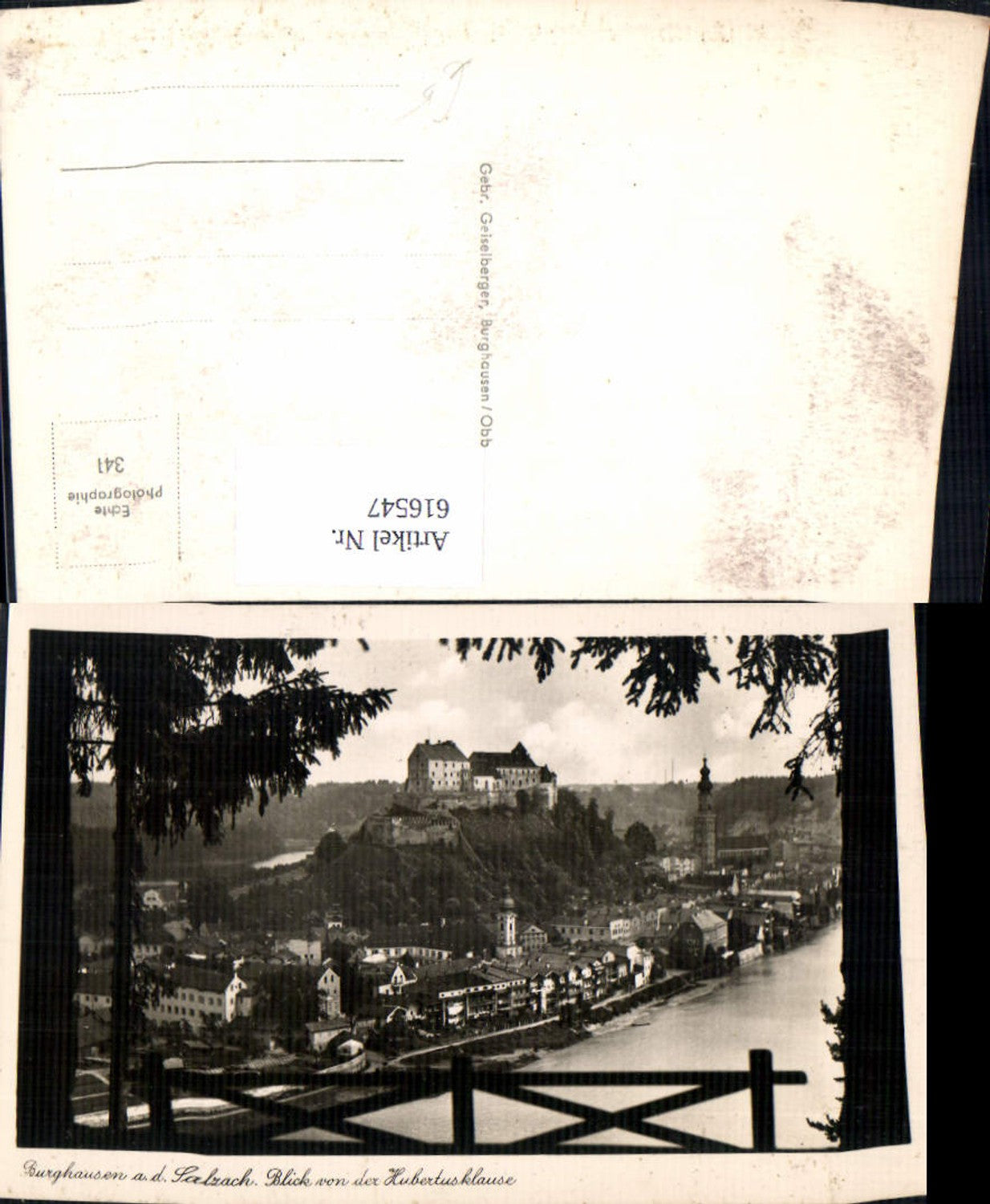 616547,Foto Ak Burghausen a. d. Salzach Blick v. d. Hubertusklause