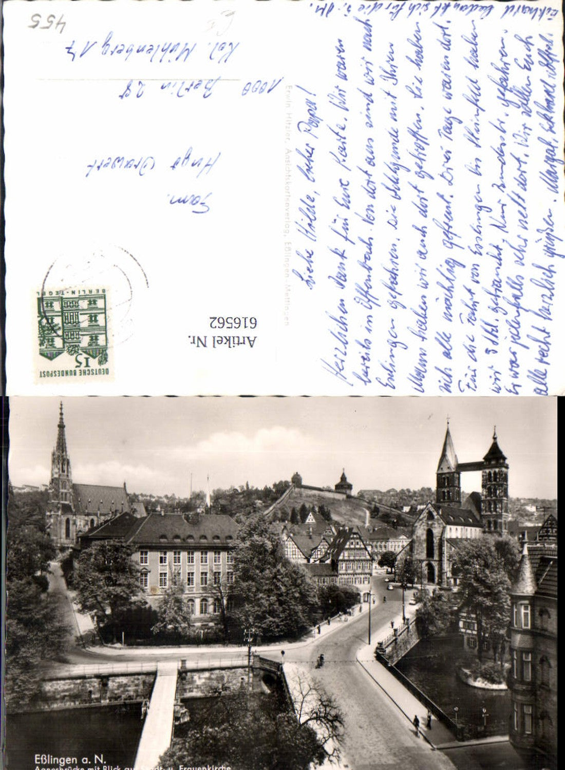 616562, Photo Ak Esslingen Esslingen a. Neckar Agnes Bridge with view of the town church and Frauenkirche Church Bridge