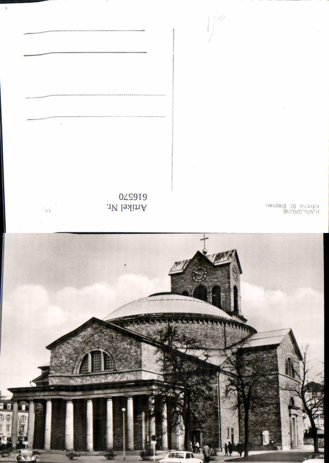 616570,Foto Ak Karlsruhe Kirche St Stephan