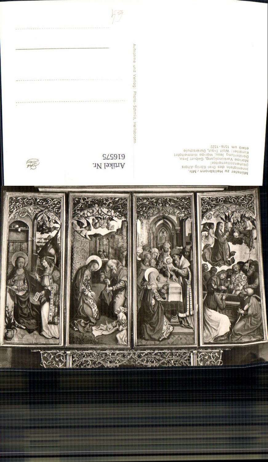 616575,Foto Ak Münster zu Heilsbronn Innentafeln d. Altars Kirche Detailansicht