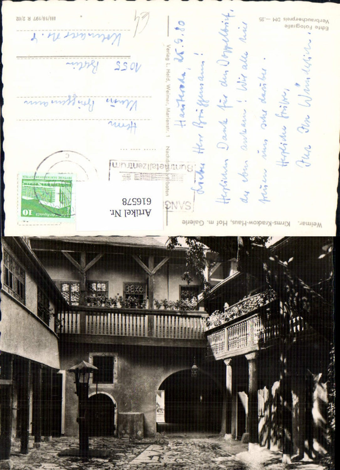 616578, Photo Ak Weimar Kirms-Krackow-Haus Courtyard with Gallery