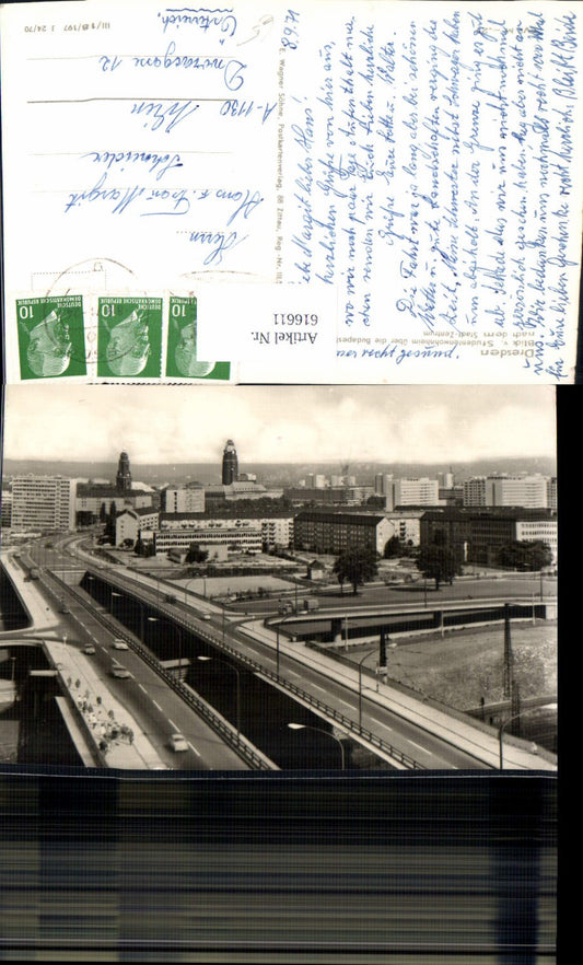 616611,Foto Ak Dresden Blick v. Studentenwohnheim über Budapester Straße
