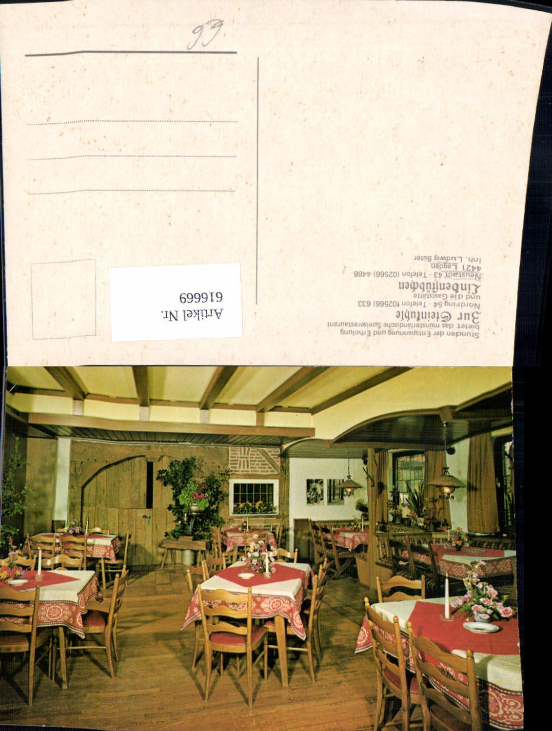 616669,Legden Lindenstübchen Neustadt Innenansicht Restaurant