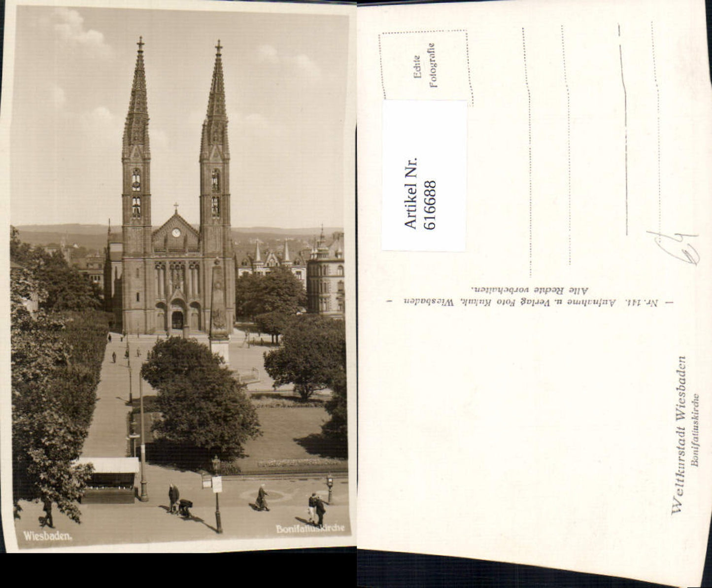 616688,Foto Ak Wiesbaden Bonifatiuskirche Kirche