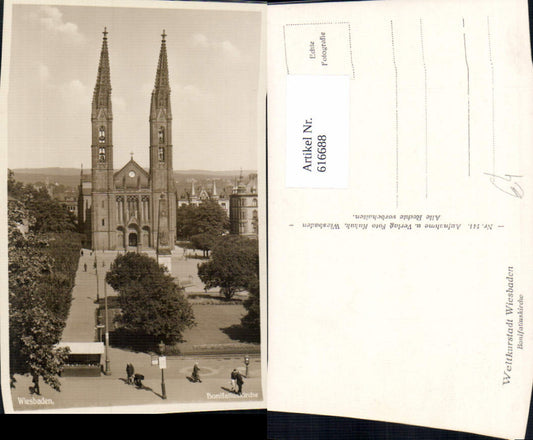616688,Foto Ak Wiesbaden Bonifatiuskirche Kirche
