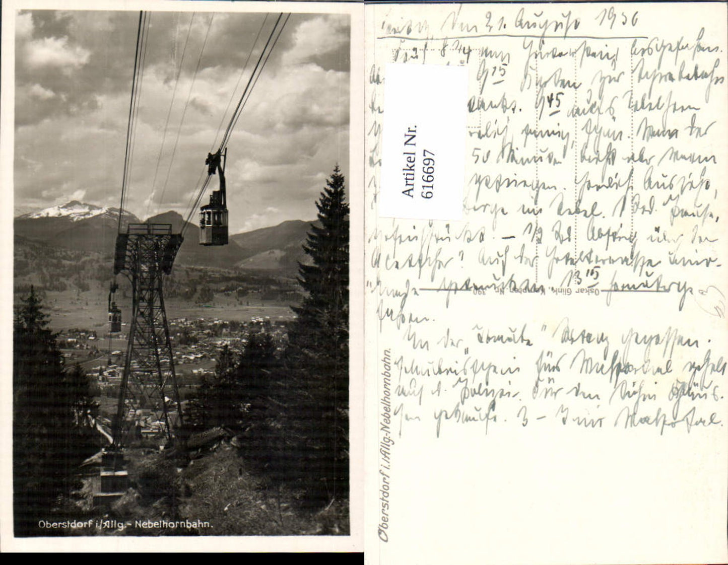 616697, Photo Ak Oberstdorf Allgäu Nebelhornbahn cable car gondola