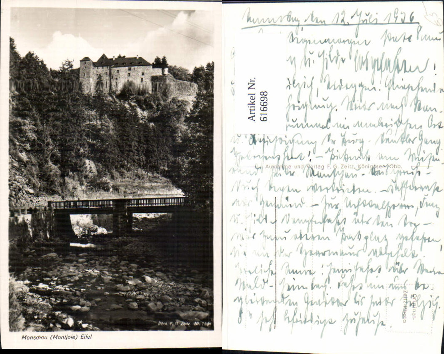 616698,Foto Ak Monschau Eifel Montjoie Brücke Burg