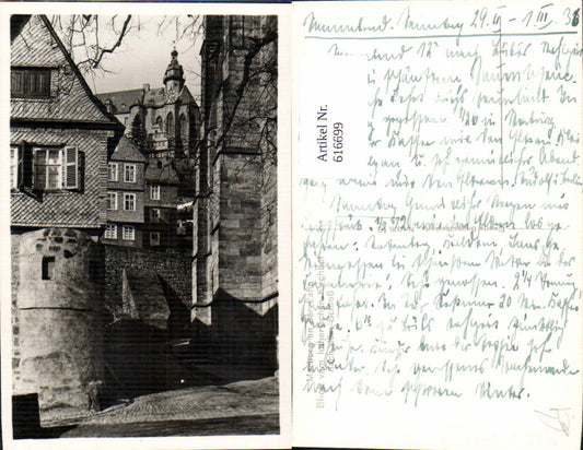 616699,Foto Ak Marburg a. d. Lahn Blick v. Lutherischen Kirchhof n. d. Schloss