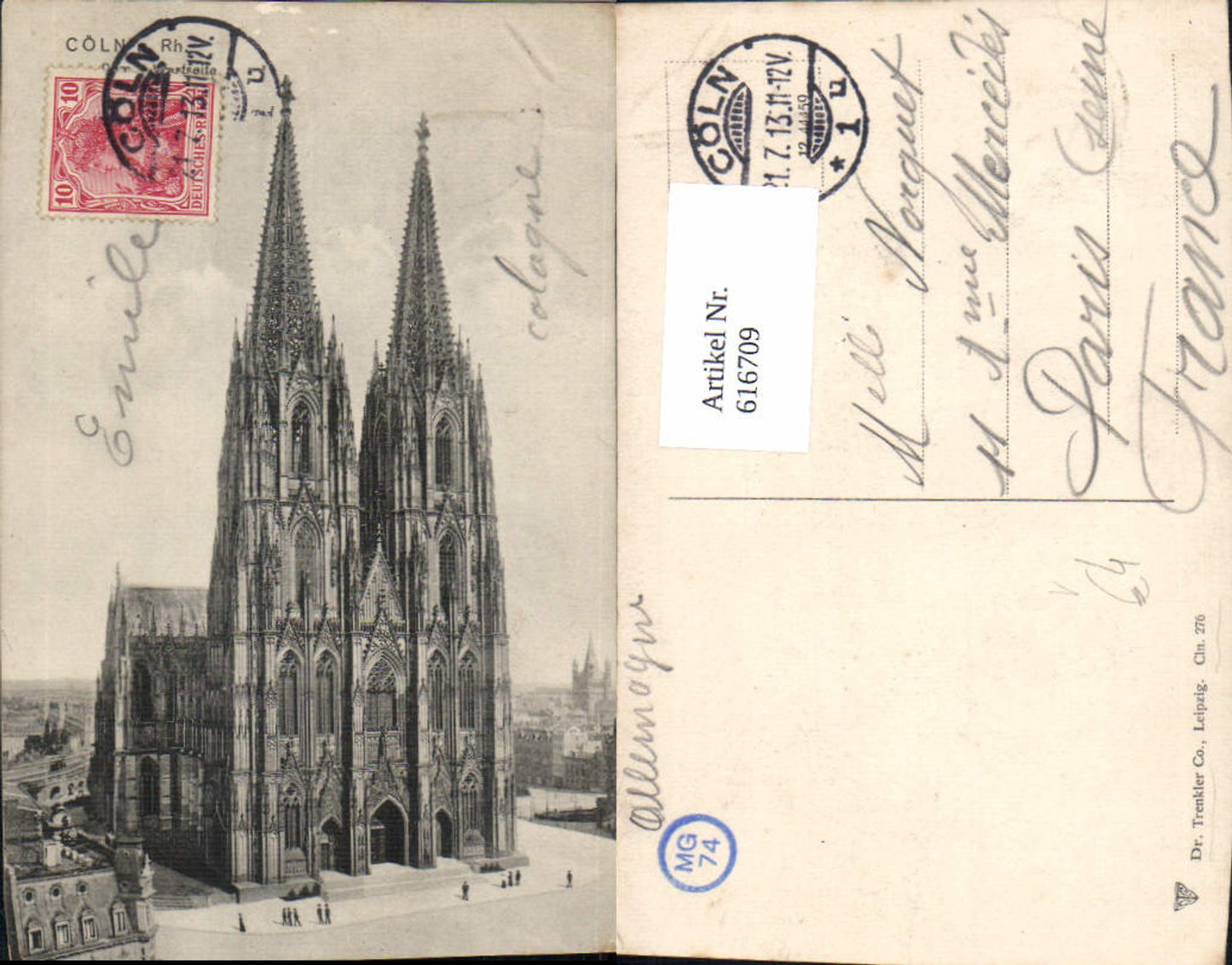 616709,Cöln Köln a. Rhein Dom Westseite pub Dr. Trenkler Co 276