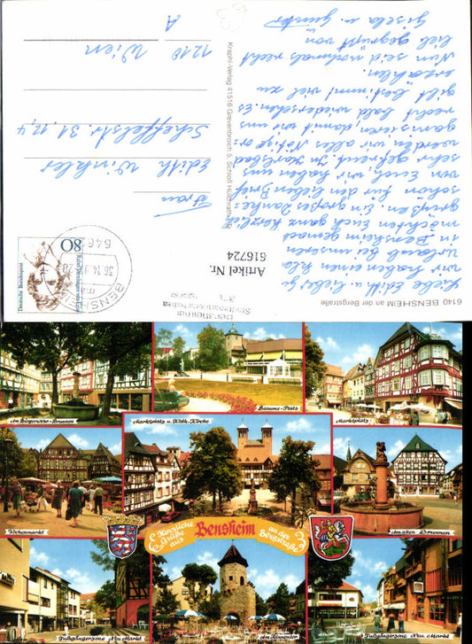 616724,Mehrbild Ak Bensheim a. d. Bergstraße Marktplatz Kirche Brunnen Rinnentor