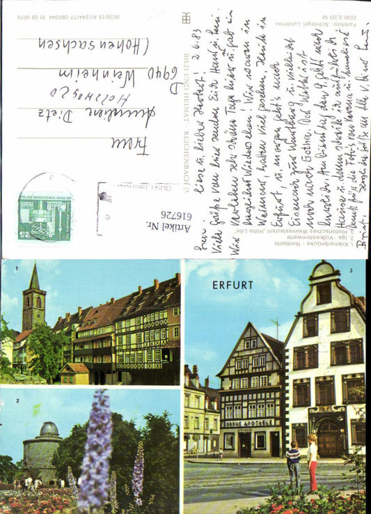 616726, Multi-image Ak Erfurt Krämerbrücke Iga-Volkssternwarte Weinrestaurant Hohe Lilie