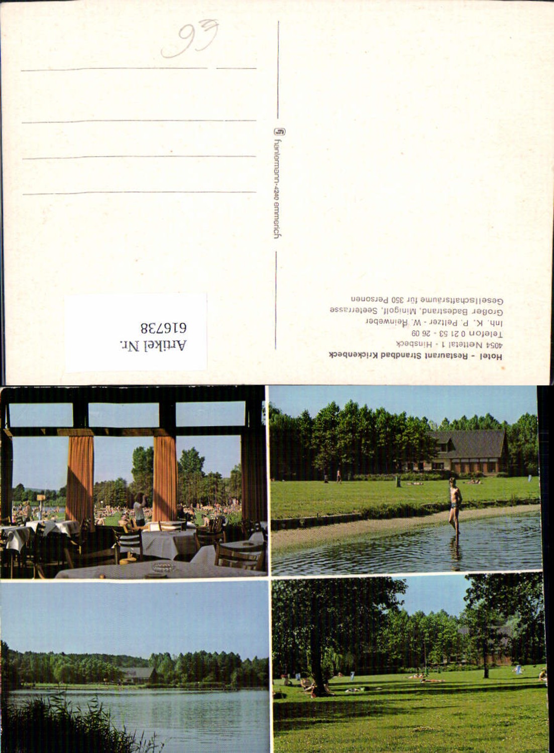 616738,Mehrbild Ak Nettetal Hinsbeck Hotel Restaurant Strandbad Krickenbeck