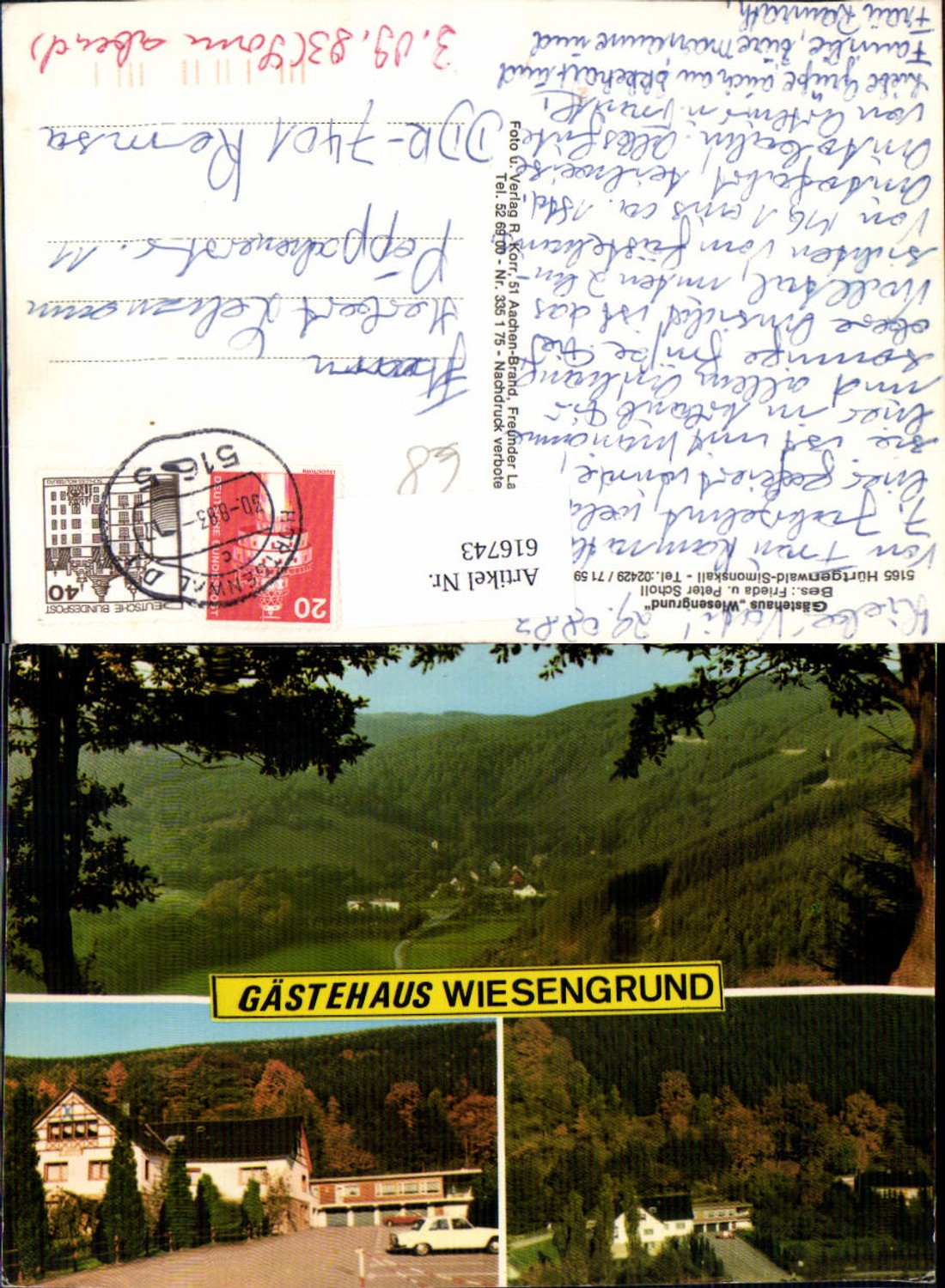 616743,Mehrbild Ak Hürtgenwald Simonskall Gästehaus Wiesengrund