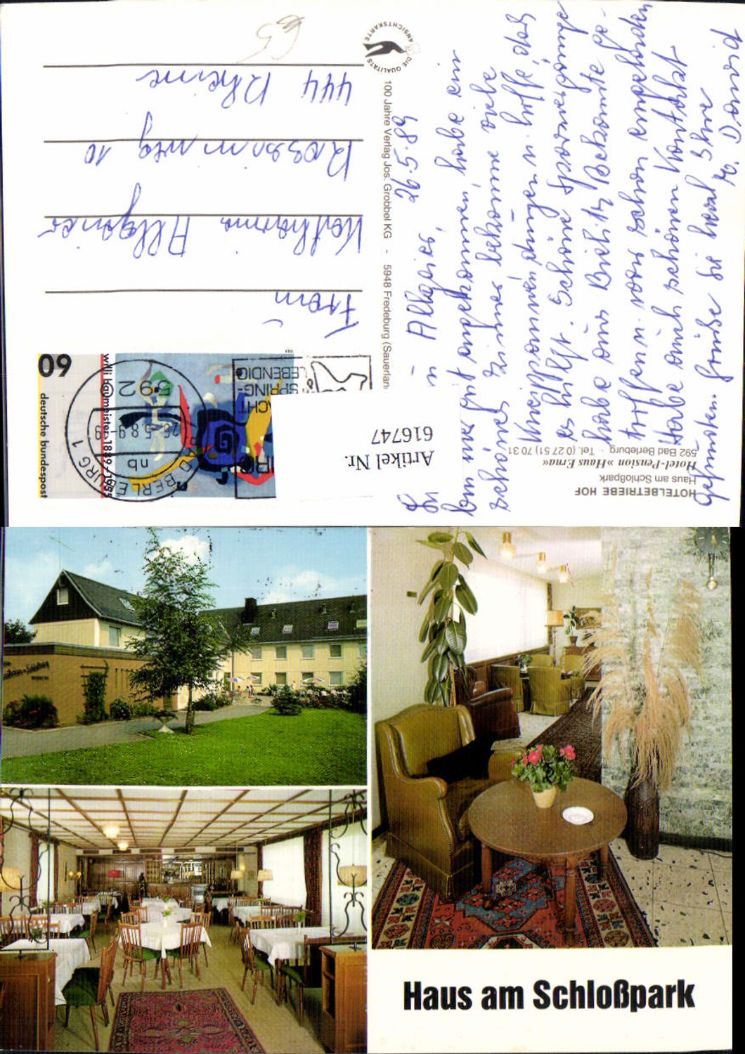 616747,Mehrbild Ak Bad Berleburg Hotel Pension Haus Erna Haus a. Schloßpark