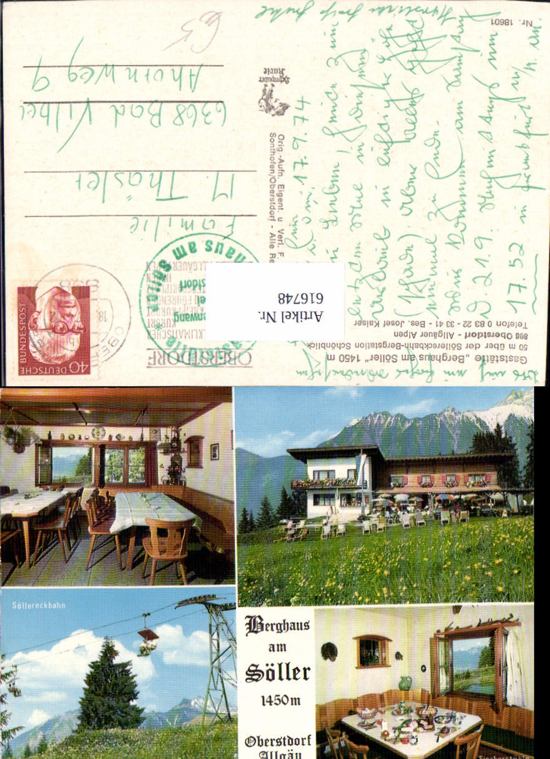 616748,Mehrbild Ak Oberstdorf Allgäu Gaststätte Berghaus a. Söller Söllereckbahn