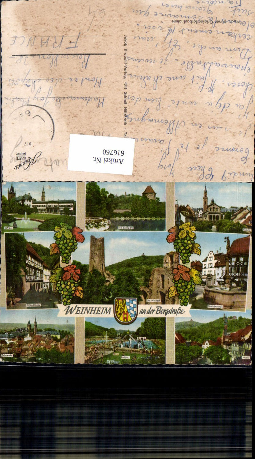 616760,Mehrbild Ak Weinheim a. d. Bergstraße Schlosspark Rathaus Teilansicht Altstadt