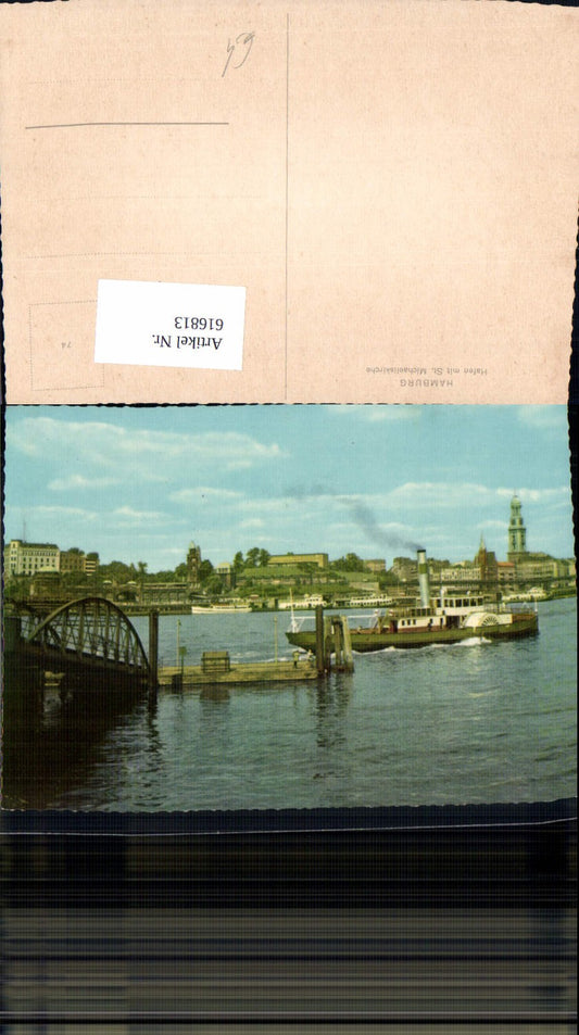 616813,Hamburg Hafen m. St Michaeliskirche Kirche Schiff Dampfer