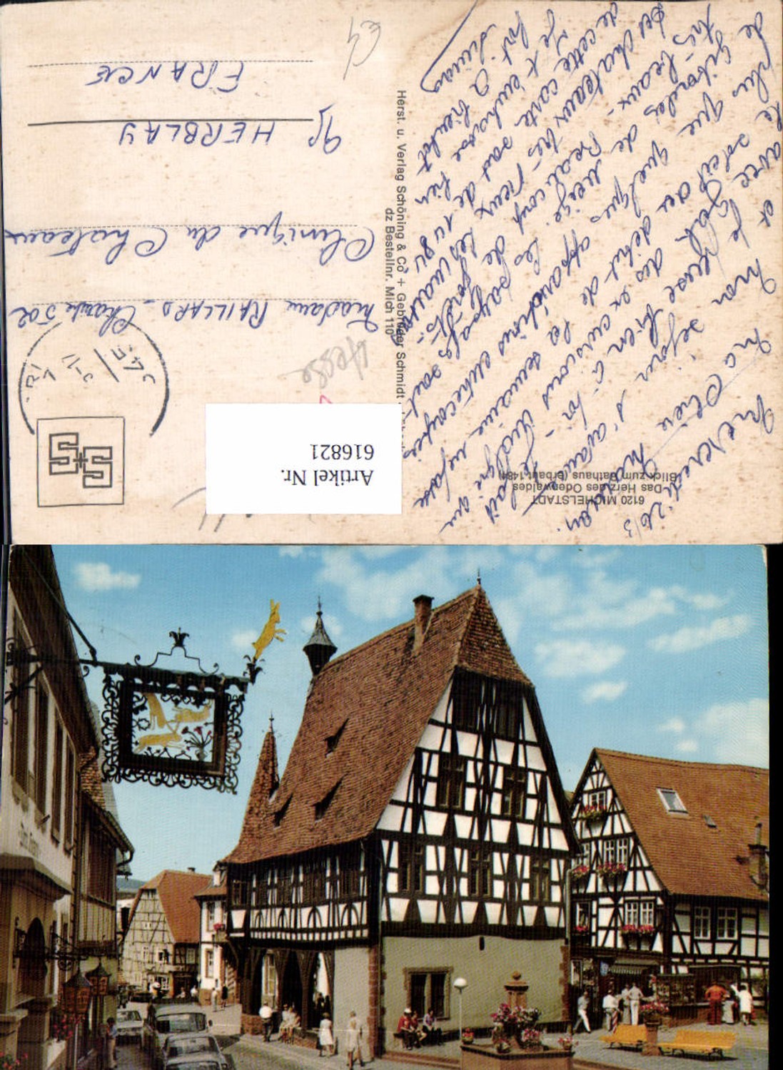 616821,Michelstadt Odenwald Blick zum Rathaus Fachwerkhaus