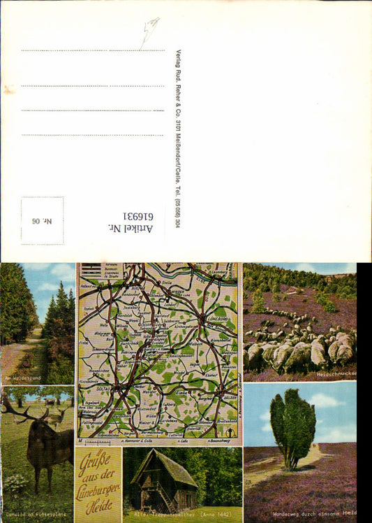 616931,Mehrbild Ak Lagekarte Lüneburger Heide Soltau Lüneburg Damwild Heidschnucken Schafe
