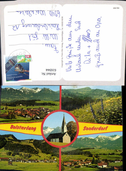 616944, Multi-image postcard Bolsterlang Sonderhof Church
