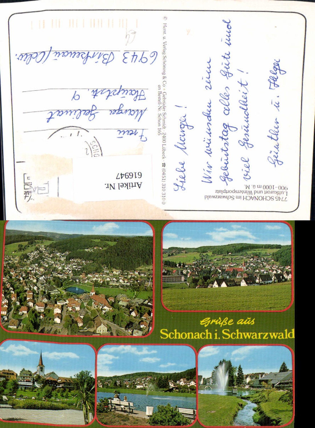 616947,Mehrbild Ak Schonach im Schwarzwald Springbrunnen Kirche