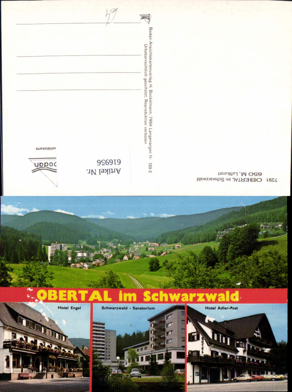 616956,Mehrbild Ak Obertal Baiersbronn Schwarzwald Hotel Engel Schwarzwald-Sanatorium