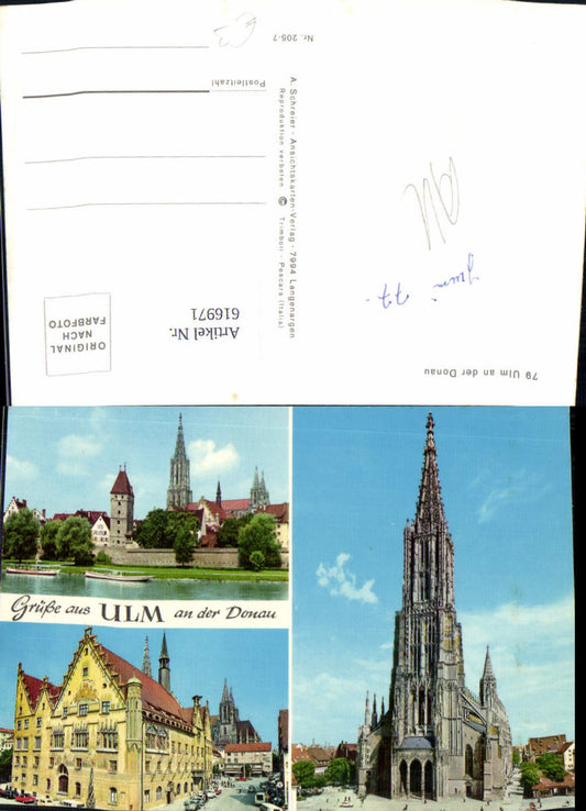616971, Multi-image postcard Ulm on the Danube Cathedral