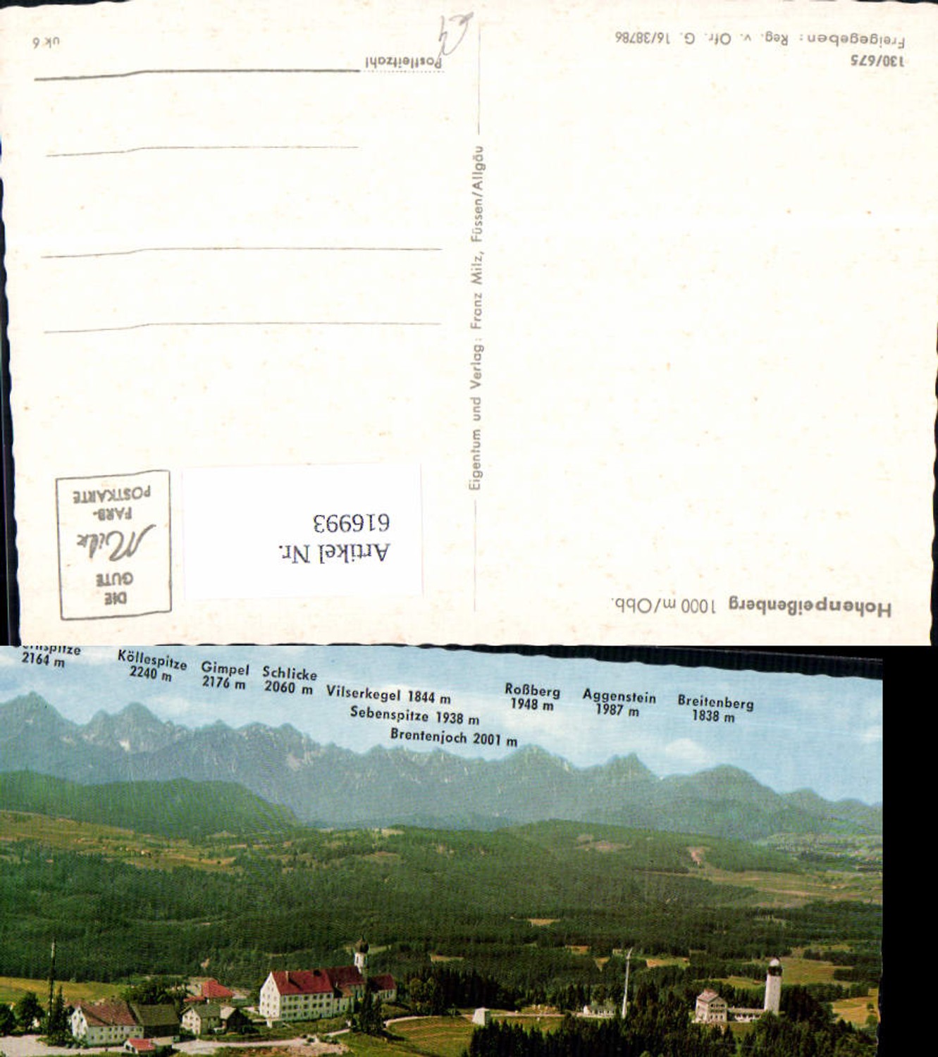 616993, Hohenspeißenberg, summit map