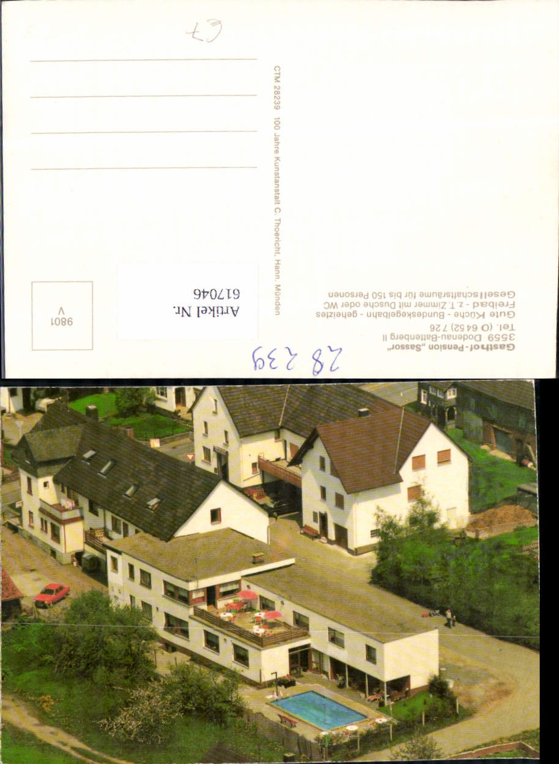 617046,Luftbild Dodenau Battenberg Eder Gasthof Pension Sassor