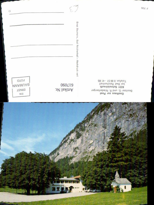 617090,Schneizlreuth b. Bad Reichenhall Gasthaus zur Post Kirchlein VW Käfer