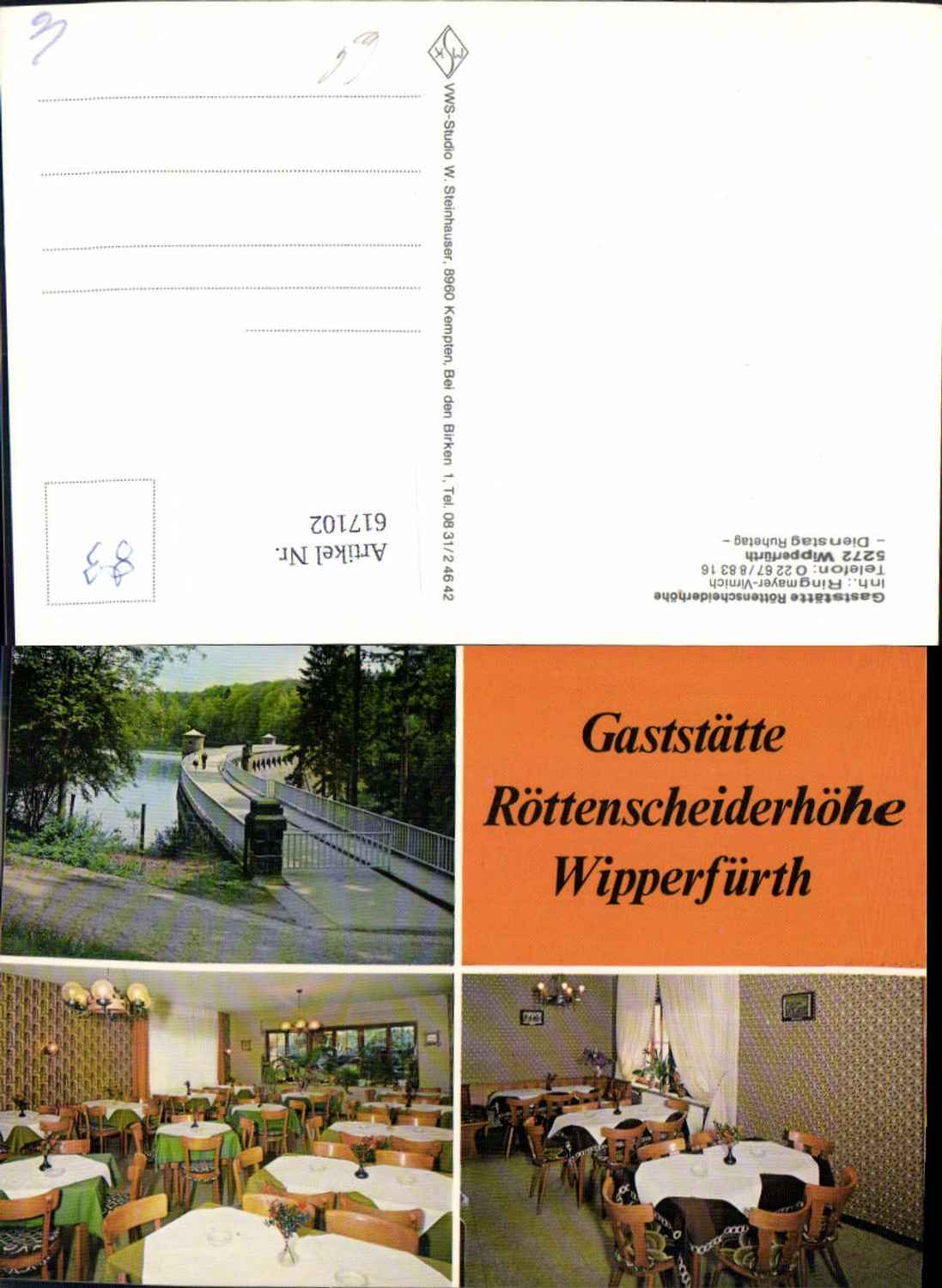 617102,Mehrbild Ak Wipperfürth Gaststätte Röttenscheiderhöhe