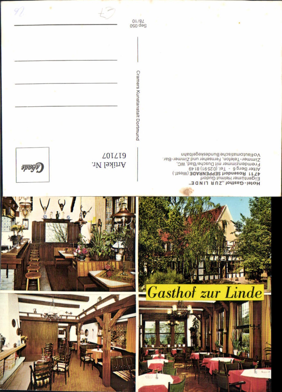 617107,Mehrbild Ak Rosendorf Seppenrade Hotel Gasthof Zur Linde