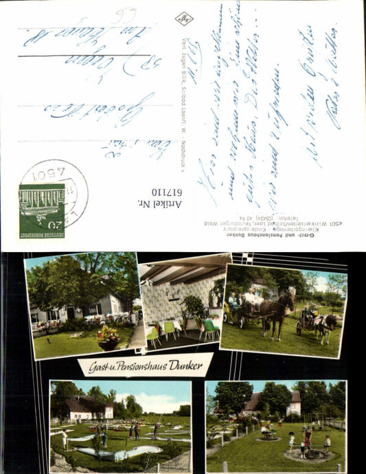 617110,Mehrbild Ak Winkelstetten Bad Laer Teutoburger Wald Gasthaus Pension Dunker Pferde Kutsche