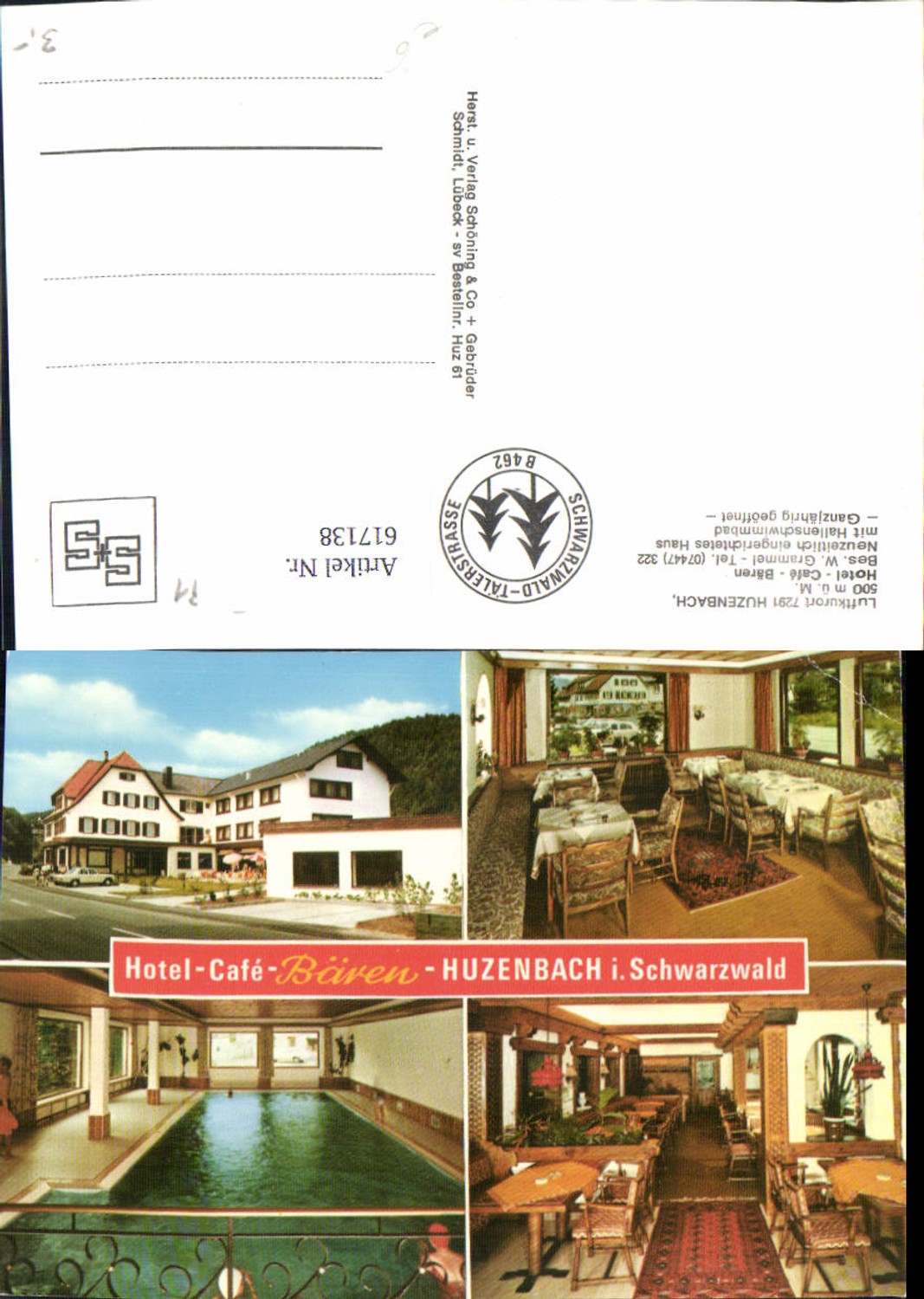 617138,Mehrbild Ak Baiersbronn Huzenbach Hotel Cafe Bären