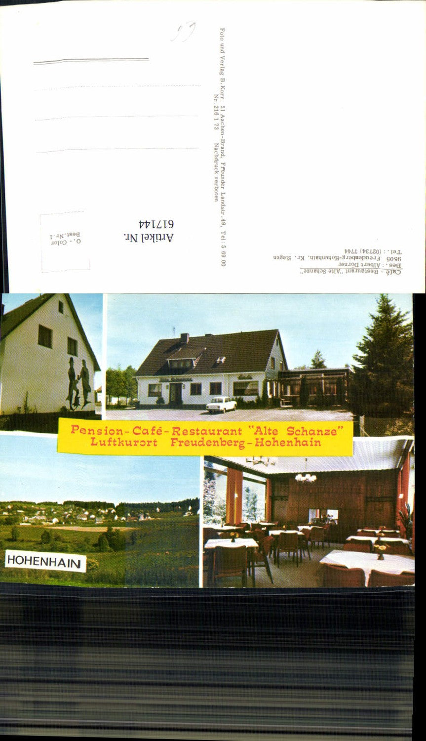 617144,Mehrbild Ak Freudenberg Hohenhain Cafe Restaurant Alte Schanze