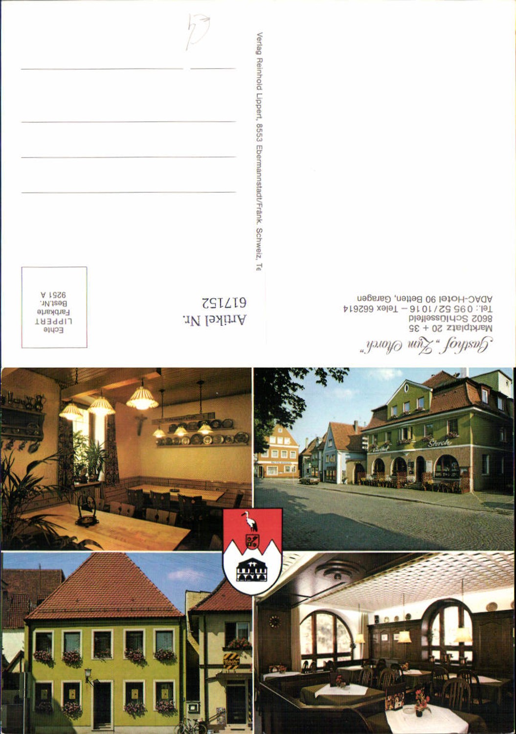 617152,Mehrbild Ak Schlüsselfeld Gasthof Zurm Storch