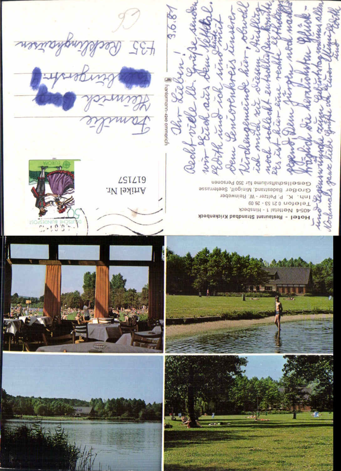 617157,Mehrbild Ak Nettetal Hinsbeck Hotel Restaurant Strandbad Krickenbeck