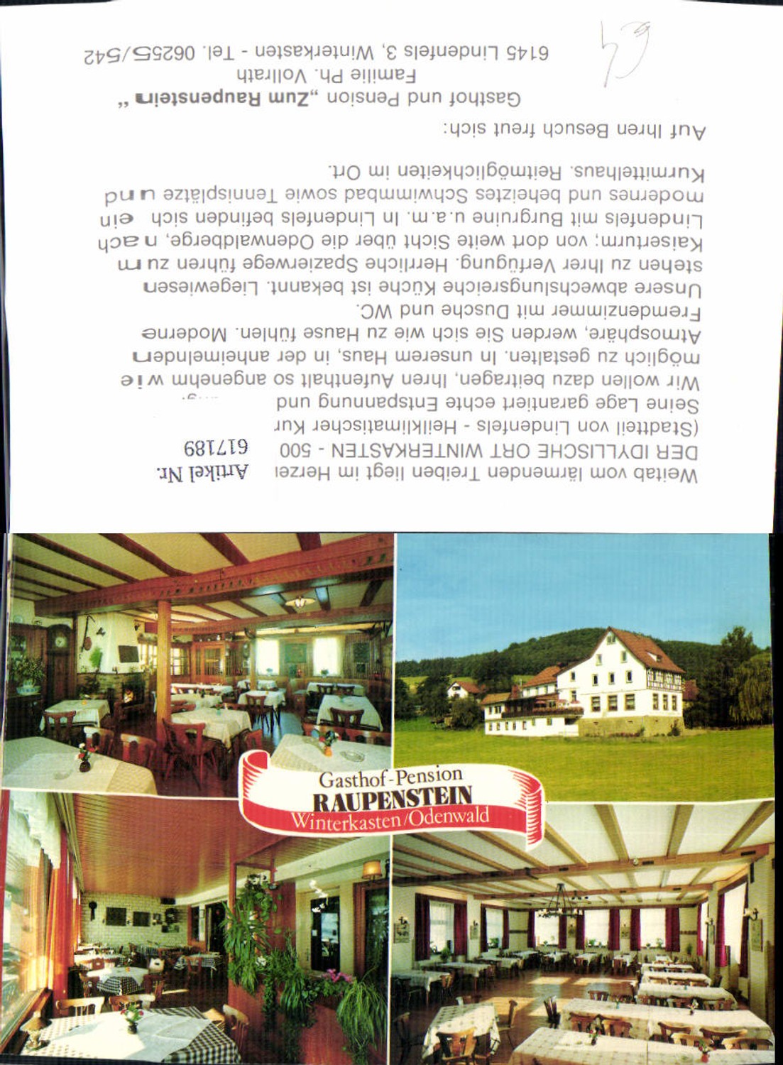 617189,Mehrbild Ak Lindenfels Winterkasten Odenwald Gasthof Pension Raupenstein