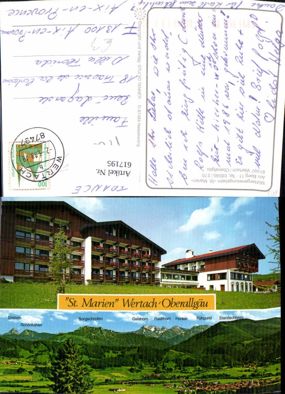 617195,Mehrbild Ak Wertach Oberallgäu Müttergenesungsheim St Marien