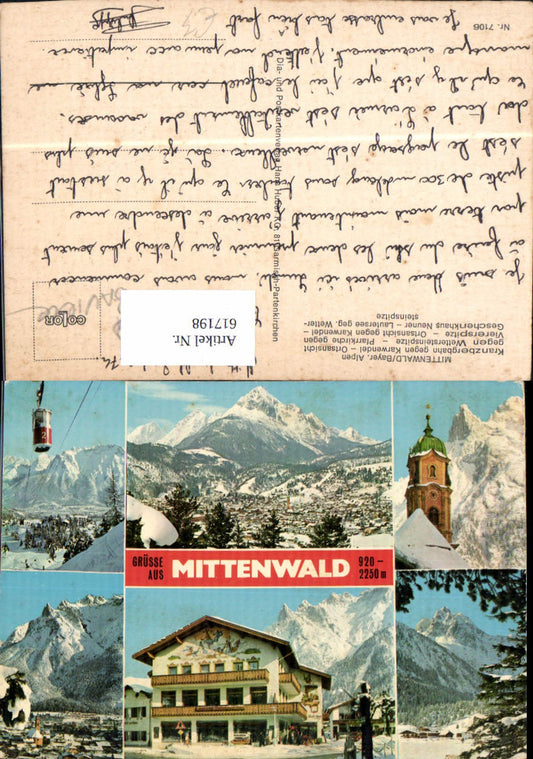 617198,Mehrbild Ak Mittenwald Bayer. Alpen Kranzbergbahn Seilbahn Gondel Wintersport