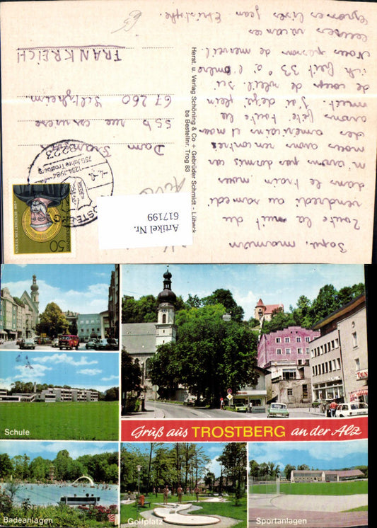 617199, Multi-image Ak Trostberg ad Alz School Golf Course VW Bus