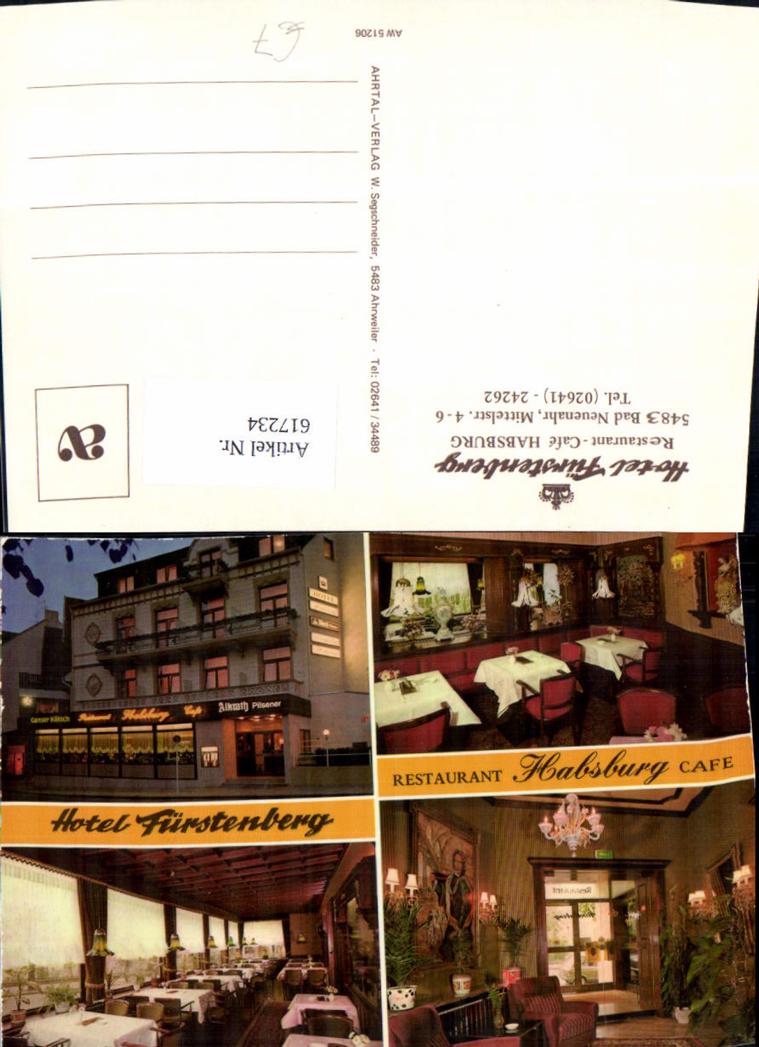 617234,Mehrbild Ak Bad Neuenahr-Ahrweiler Hotel Fürstenberg Restaurant Cafe Habsburg