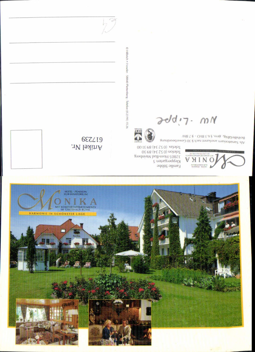 617239,Mehrbild Ak Horn-Bad Meinberg Hotel Pension Monika